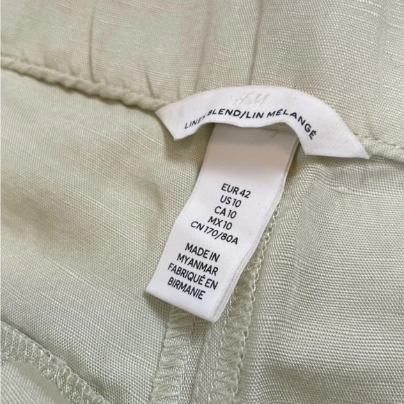 H&M Women’s Pale Green Linen Blend Ankle Length Pleated Dress Pants Size 10 NEW - Picture 13 of 15